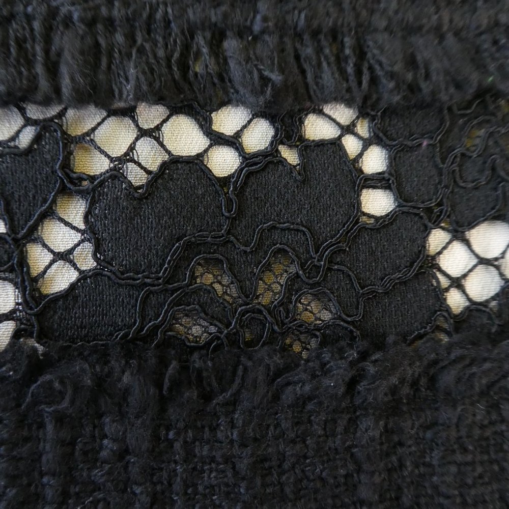 J Crew Top Fringy Lace Tweed Nude Lining Black S - Picture 8 of 11
